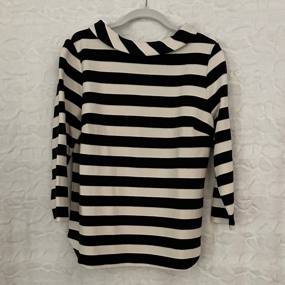 Talbots Striped Black and Cream top
